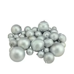 39ct Silver Shatterproof 2-Finish Christmas Ball Ornaments 4" (100mm)
