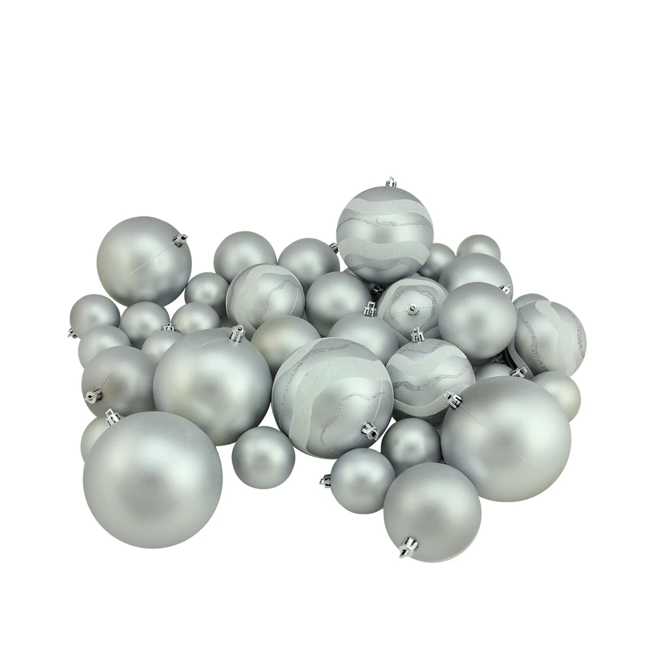 39ct Silver Shatterproof 2-Finish Christmas Ball Ornaments 4" (100mm) 1 39ct Silver Shatterproof 2-Finish Christmas Ball Ornaments 4" (100mm)