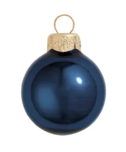 40ct Midnight Blue Glass Pearl Christmas Ball Ornaments 1.5" (35mm)