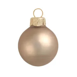 8ct Brown And Gold Matte Glass Christmas Ball Ornaments 3.25" (80mm)