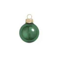 40ct Emerald Green Glass Shiny Finish Christmas Ball Ornaments 1.25" (30mm)