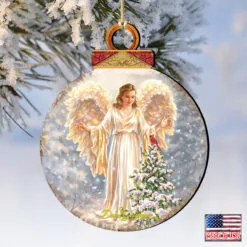Set Of 2 Angel And Cardinal In A Woodland Wooden Christmas Ornaments 5.5" -Deals Christmas decorations Store 8021046 1565 4 07990.1667548835