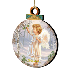 Set Of 2 Angel And Bird In A Woodland Christmas Ornaments 5.5"