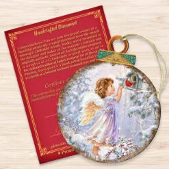 Set Of 2 Little Angel And A Bird In The Woodland Wooden Christmas Ornaments 5.5" -Deals Christmas decorations Store 8021118 1622 3 42339.1667548845