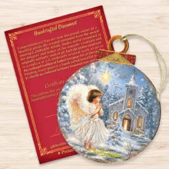 Set Of 2 Angel At The Chapel Round Wooden Christmas Ornaments 5.5" -Deals Christmas decorations Store 8021121 1606 3 18345.1667548850