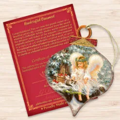 Set Of 2 Angel With An Adorable Kitty Wooden Christmas Ornaments 5.5" -Deals Christmas decorations Store 8031120 0718 3 50670.1667548822