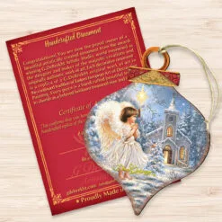 Set Of 2 Angel At The Chapel Onion Shaped Wooden Christmas Ornaments 5.5" -Deals Christmas decorations Store 8031121 1606 3 49422.1667548768