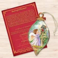 Set Of 2 Little Angel With Cardinals In Their House Wooden Ornaments 5.5" -Deals Christmas decorations Store 8041150 dg 3 52128.1667548792