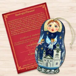 Set Of 2 Matreshka Doll With Flying Angels Wooden Christmas Ornaments 5.5" -Deals Christmas decorations Store 8115941 3 92016.1667549838