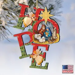 Set Of 2 Magnificent Nativity "Hope" Wooden Christmas Ornaments 5.5" 7 Set Of 2 Magnificent Nativity "Hope" Wooden Christmas Ornaments 5.5" -Deals Christmas decorations Store 8121461 4 04418.1667549920