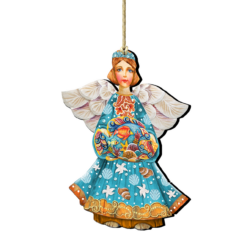 Set Of 2 Guardian Angel Of The Sea Wooden Christmas Ornaments 5.5"