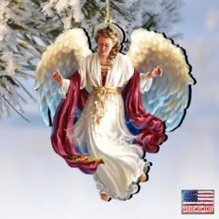 Set Of 2 Angel Bringing Peace On Earth Wooden Ornaments 5.5" 7 Set Of 2 Angel Bringing Peace On Earth Wooden Ornaments 5.5" -Deals Christmas decorations Store 8161048 1208 4 96217.1667549743