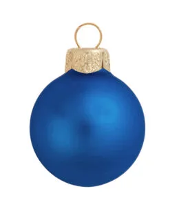 8ct Blue And Gold Matte Glass Christmas Ball Ornaments 3.25" (80mm)