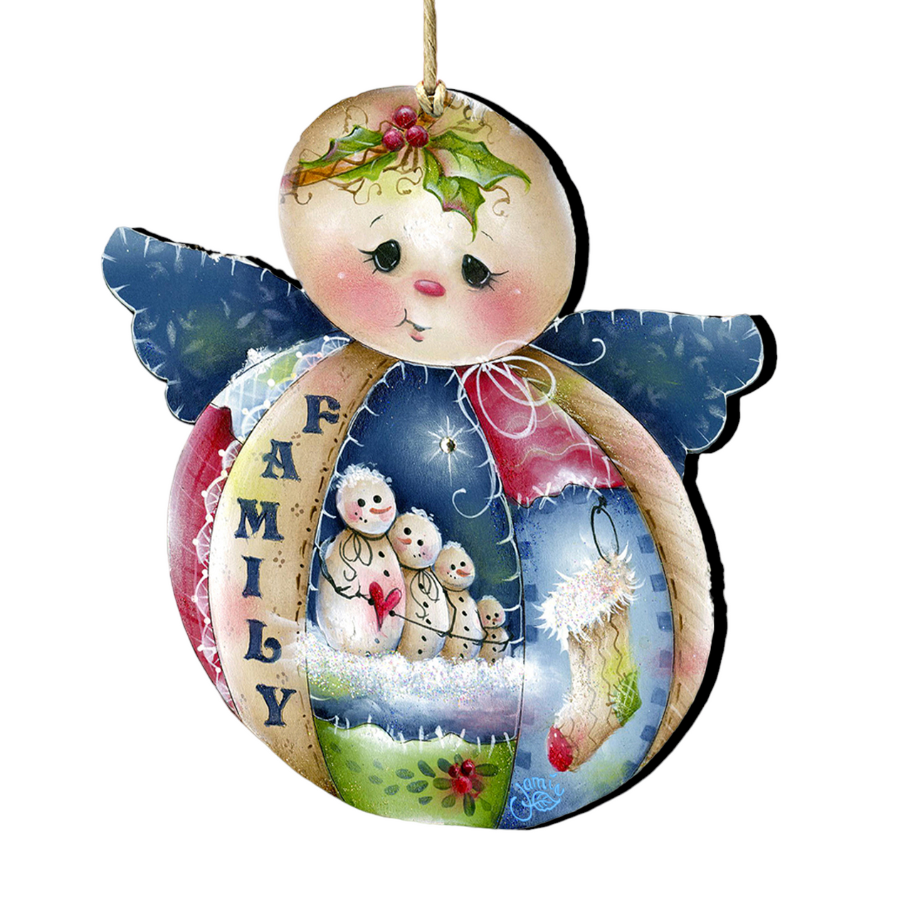Set Of 2 Snowman "Family" Wooden Angel Christmas Ornaments 5.5" 1 Set Of 2 Snowman "Family" Wooden Angel Christmas Ornaments 5.5"
