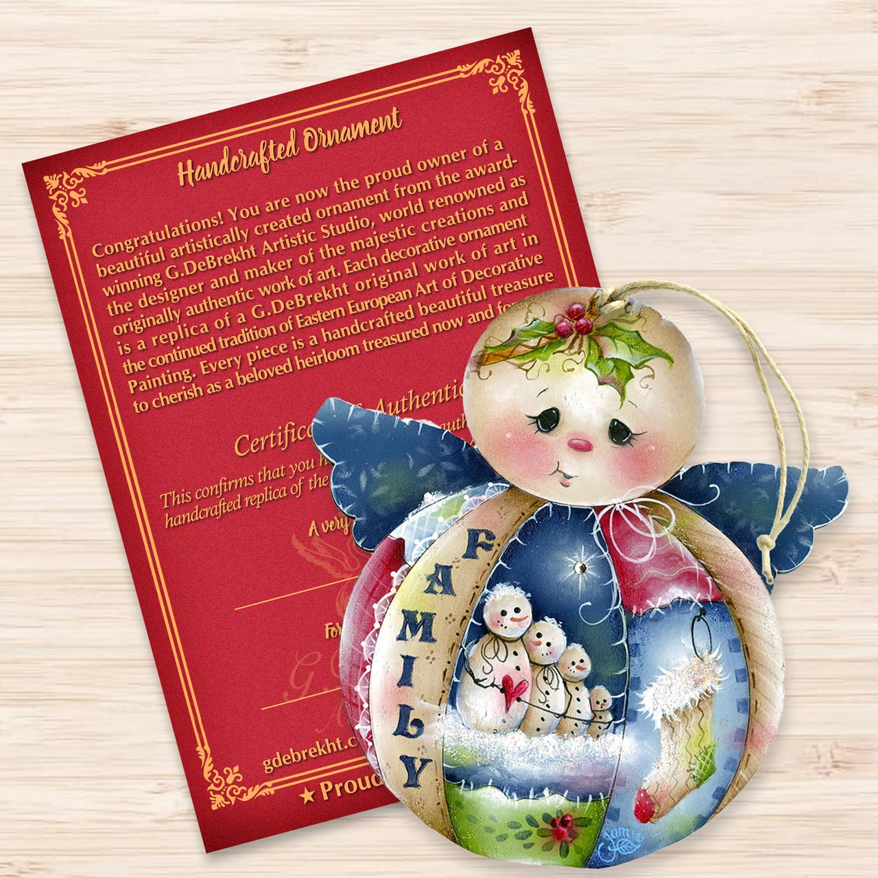 Set Of 2 Snowman "Family" Wooden Angel Christmas Ornaments 5.5" 3 Set Of 2 Snowman "Family" Wooden Angel Christmas Ornaments 5.5" - Image 3