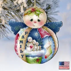 Set Of 2 Snowman "Family" Wooden Angel Christmas Ornaments 5.5" 7 Set Of 2 Snowman "Family" Wooden Angel Christmas Ornaments 5.5" -Deals Christmas decorations Store 8457504 4 17256.1667549739