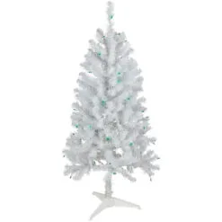 4' Pre-Lit White Artificial Christmas Tree, Green Lights