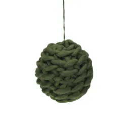Olive Green Knit Hanging Shatterproof Christmas Ball Ornament 7" (175mm)