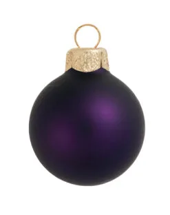 28ct Purple Glass Matte Christmas Ball Ornaments 2" (50mm)