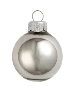 40ct Silver Smoke Glass Shiny Christmas Ball Ornaments 1.25" (30mm)