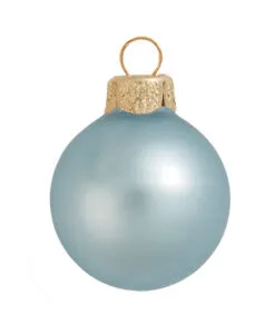 40ct Baby Blue Glass Matte Christmas Ball Ornaments 1.5" (35mm)