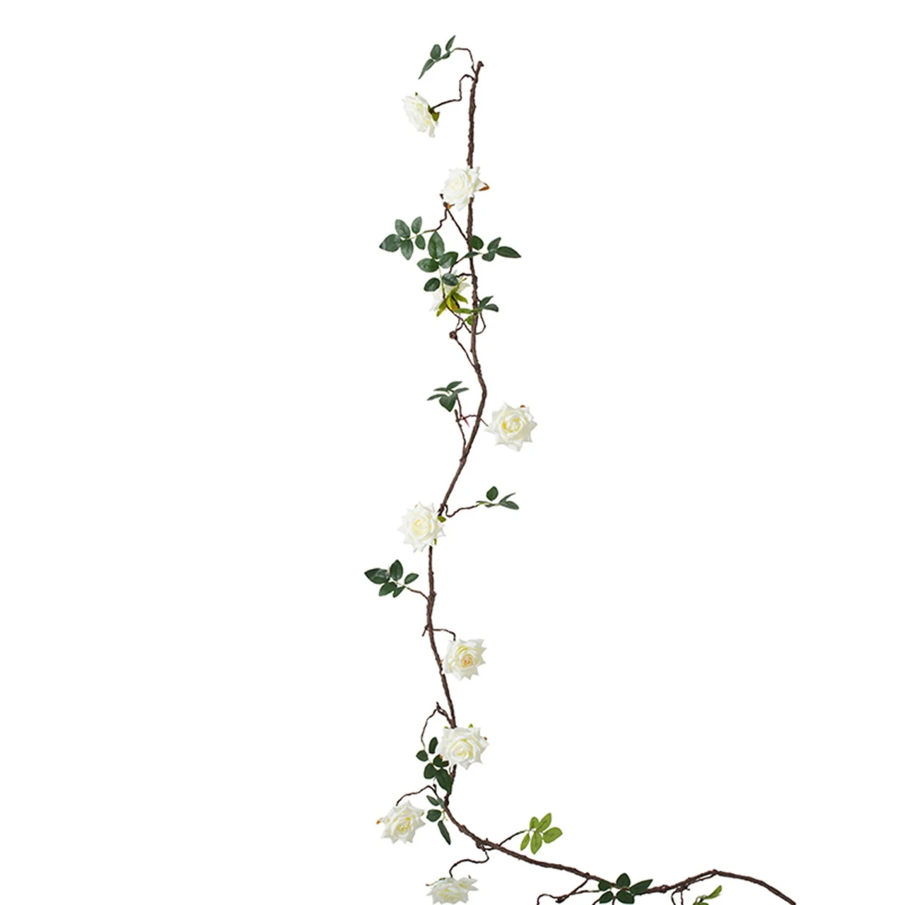 116.75" Green And White Artificial Flower Vine Garland With Leaves 2 116.75" Green And White Artificial Flower Vine Garland With Leaves - Image 2