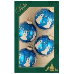 4ct Classic Blue Glass Shiny Glittered Angels Christmas Ball Ornaments 2.5" (60mm)