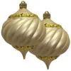 2ct Gold Shatterproof Swirled Christmas Onion Finial Ornament 6" (150mm)