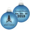 Blue And Black Glass Matte US Space Force Logo Christmas Ball Ornament 3.25" (80mm)