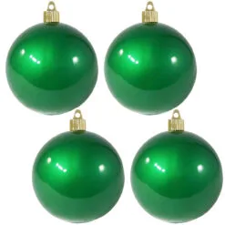 4ct Candy Green Shatterproof Shiny Finish Christmas Ball Ornaments 4" (100mm)