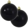 2ct Onyx Black Shatterproof Christmas Ball Ornament6" (150mm)