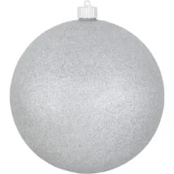 Silver Shatterproof Glitter Christmas Ball Ornament 8" (200mm)