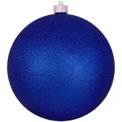 Royal Blue Shatterproof Glitter Christmas Ball Ornament 8" (200mm)