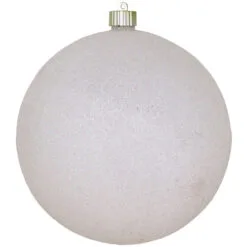 White Shatterproof Glitter Christmas Ball Ornament 8" (200mm)