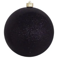 Onyx Black Shatterproof Glitter Christmas Ball Ornament 8" (200mm)