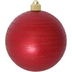 2ct Red Tangles Shatterproof Matte Christmas Ball Ornaments 6" (150mm)