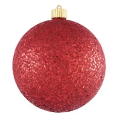 2ct Red Shatterproof Glitter Christmas Ball Ornaments 6" (150mm)