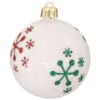 4ct Snowball White And Red Snowflakes Shatterproof Glitter Christmas Ball Ornaments 3.25" (80mm)