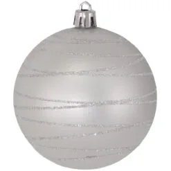 4ct Dove Gray And Silver Tangles Shatterproof Matte Christmas Ball Ornaments 3.25" (80mm)