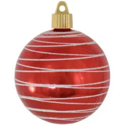 4ct Red And White Tangles Shatterproof Shiny Christmas Ball Ornaments 3.25" (80mm)