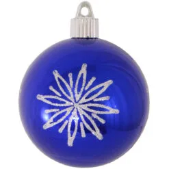 4ct Azure Blue And Silver Shatterproof Starbursts Shiny Christmas Ball Ornaments 3.25" (80mm)