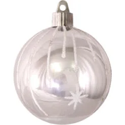 4ct Silver And White Shooting Stars Shatterproof Shiny Christmas Ball Ornaments 3.25" (80mm)