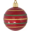 4ct Candy Red And Gold Striped Shatterproof Shiny Christmas Ball Ornaments 3.25" (80mm)