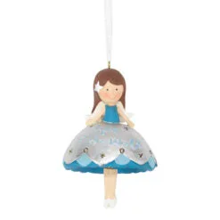 Set Of 3 Blue And Silver Light Of The World Angel Dangling Christmas Ornaments 4"