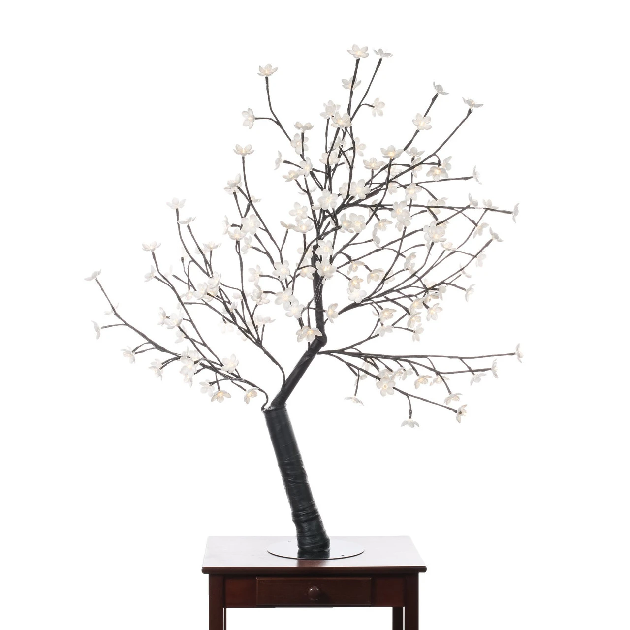 47.25" White And Black Outdoor Cherry Blossom Tree With Floral Lights 1 47.25" White And Black Outdoor Cherry Blossom Tree With Floral Lights