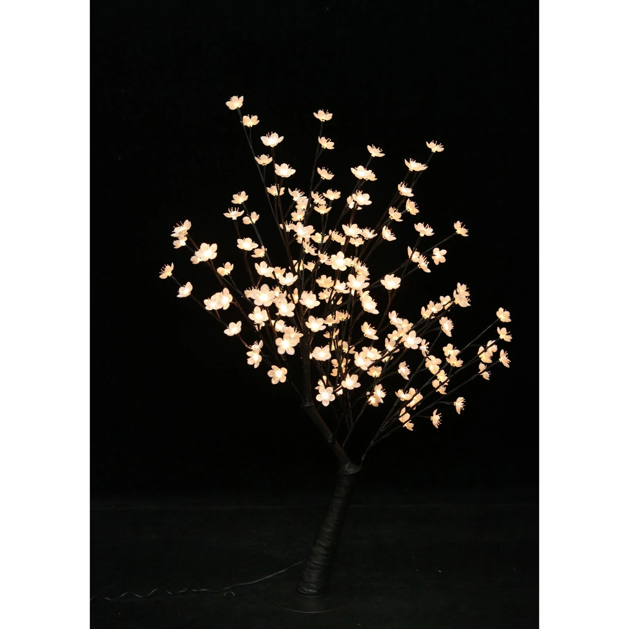 47.25" White And Black Outdoor Cherry Blossom Tree With Floral Lights 3 47.25" White And Black Outdoor Cherry Blossom Tree With Floral Lights - Image 3