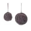 Set Of 12 Black Ball Hanging Ornament In Yarn Finish - 4.50"