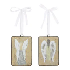 12ct White And Brown Angel Ornaments 6.75"