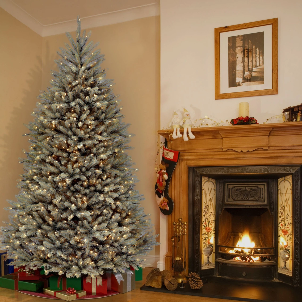 7' Pre-Lit Dunhill Blue Fir Hinged Artificial Christmas Tree - Clear Lights 2 7' Pre-Lit Dunhill Blue Fir Hinged Artificial Christmas Tree - Clear Lights - Image 2