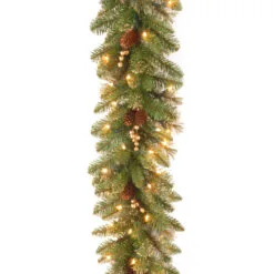 9' Pre-Lit Berries And Pine Cones Artificial Christmas Garland - Clear Lights